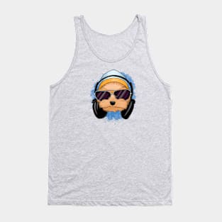 Cute yorkie with headphones Tank Top